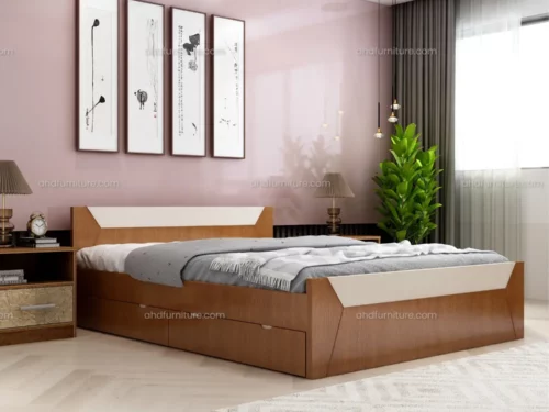 Houston King Size Bed With Storage In Teak Wood